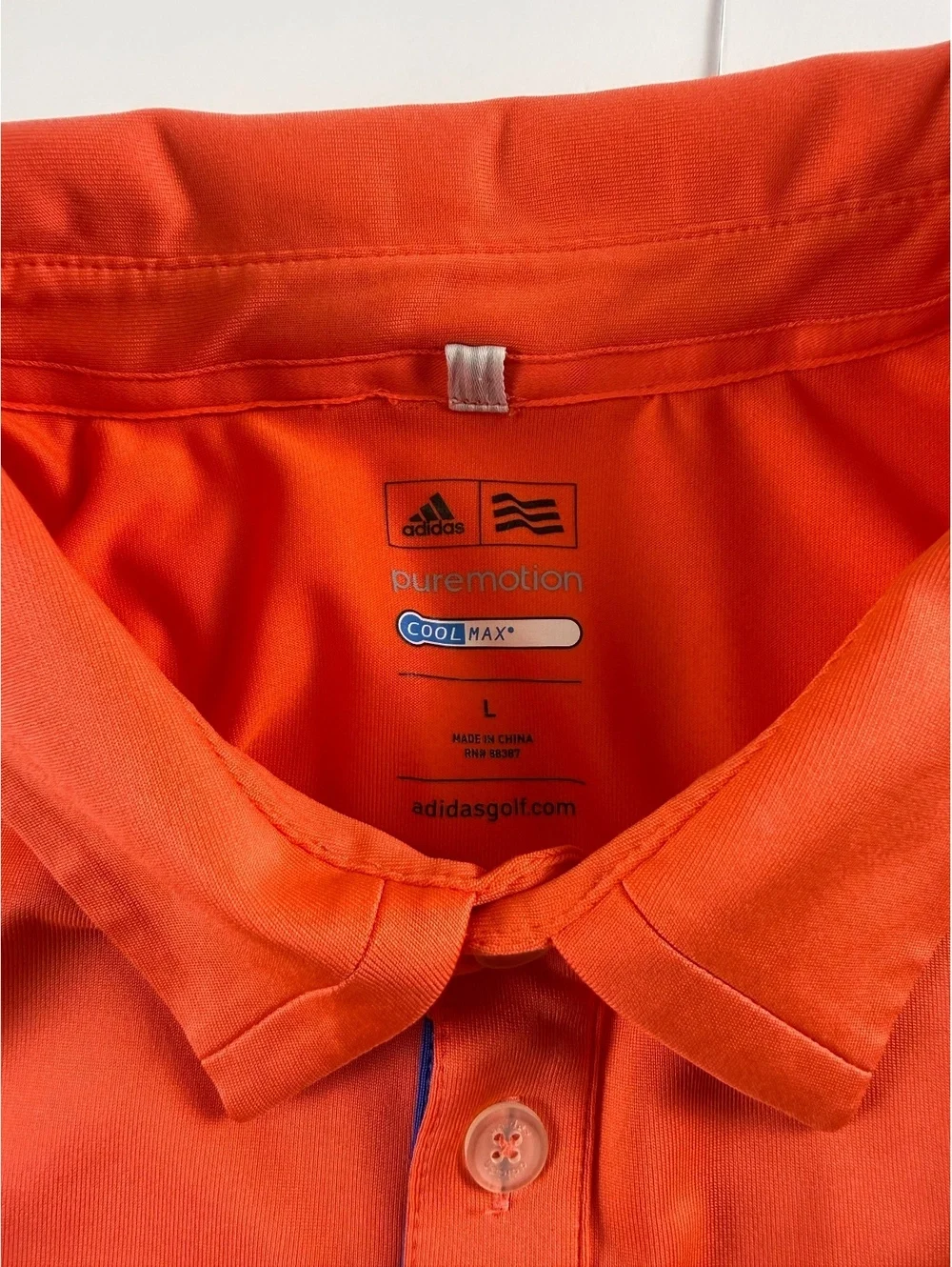 Adidas Golf Puremotion Men’s Large Salmon Blue Coolmax Performance Polo